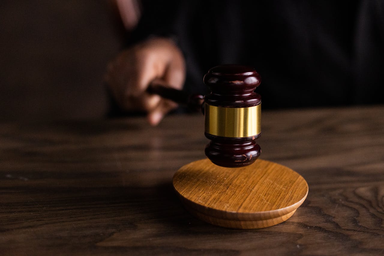 Wooden gavel on a table